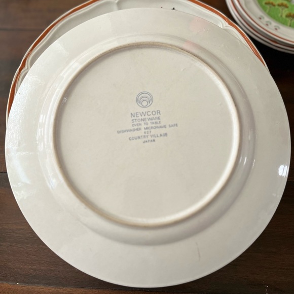 COPY - Newcor Stoneware Dinner Plate Country Village Pattern #627 Farmhouse Tre… - Picture 3 of 4